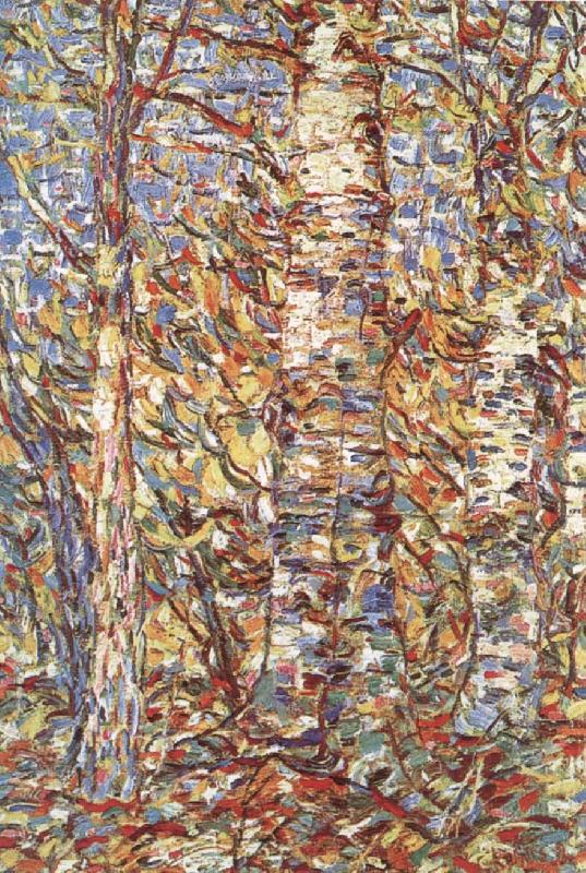 Christian Rohlfs Birch wood oil painting picture